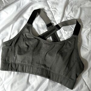 Lole gray sports bra, back closure and great support